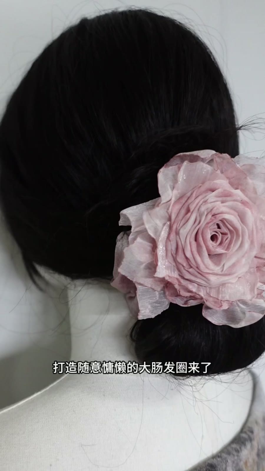Handmade Burned Fabric Rose Hair Scrunchie