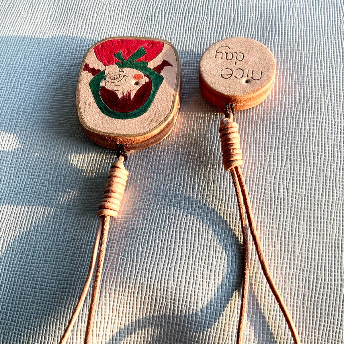 ハンドメイド レザー ガールチャームセット イタリアン牛革