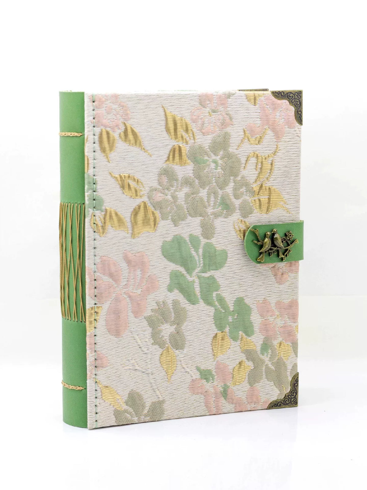 Caderno Artesanal com Lombada em Pele Verde