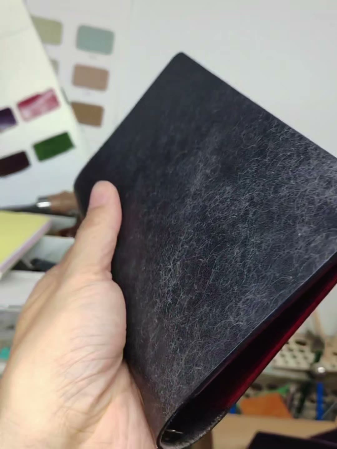 Black Cracked Leather A6 Ring Binder Journal Cover