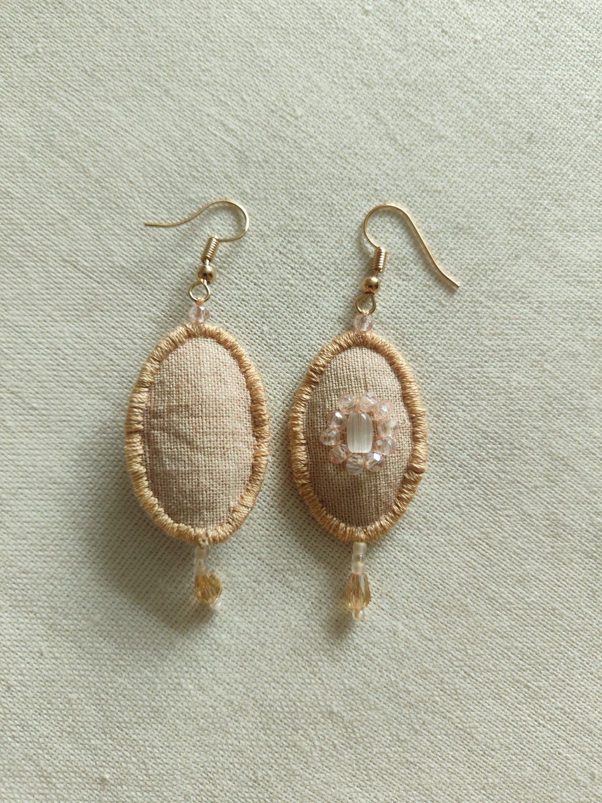Handmade Fabric Earrings with Beaded Tassel