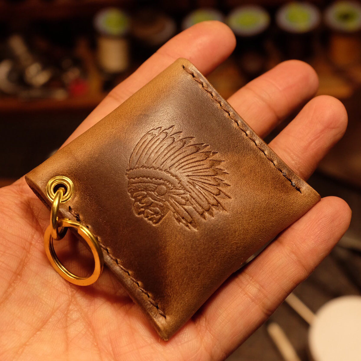 Retro Leather Coin Wallet Keychain