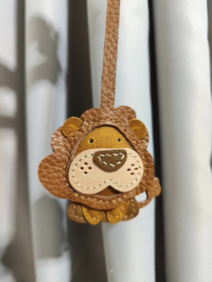 Lion-Shaped Leather Keychain with Detachable Paw Charm