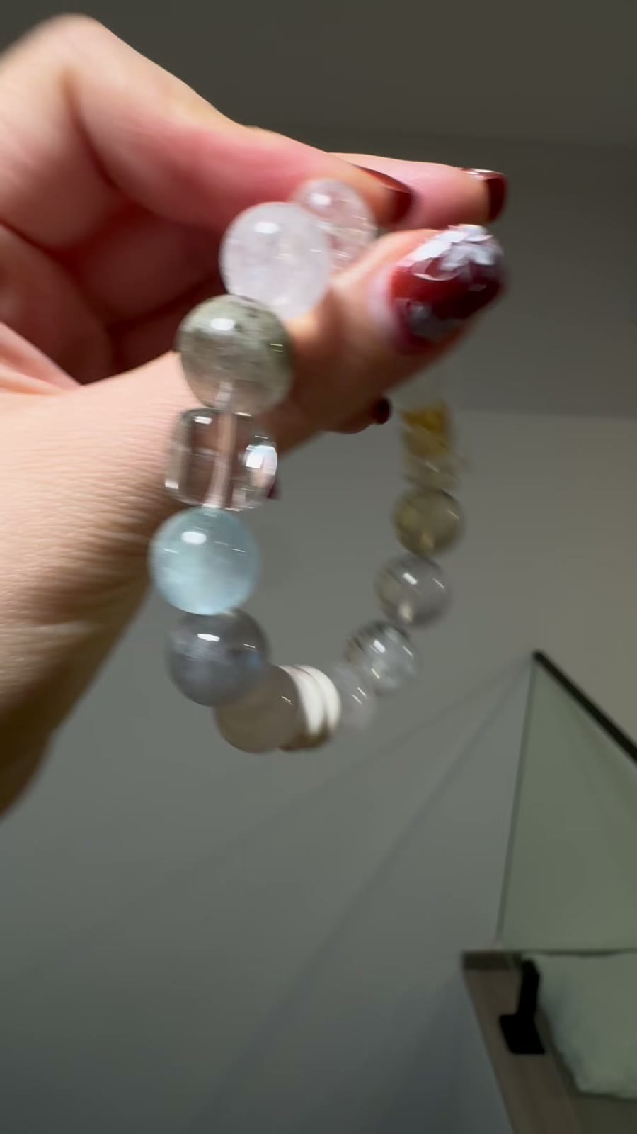 Green Phantom Aquamarine Moonstone Crystal Beaded Bracelet