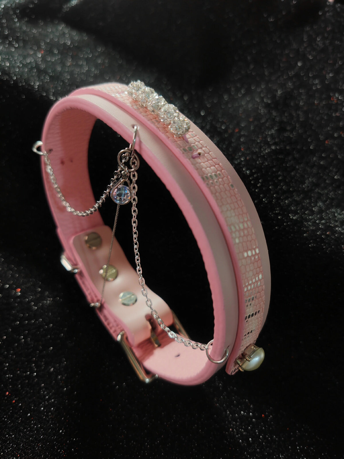 Pink Princess Double Layer Leather Pet Collar
