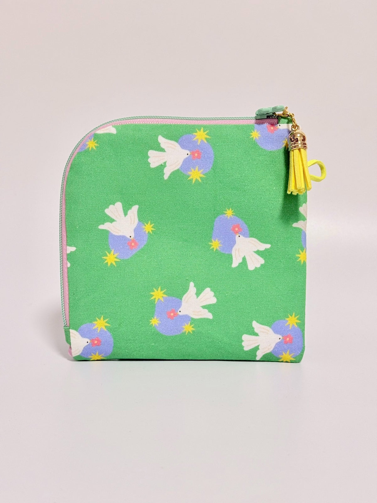 Green Dove Print Zippered Pouch