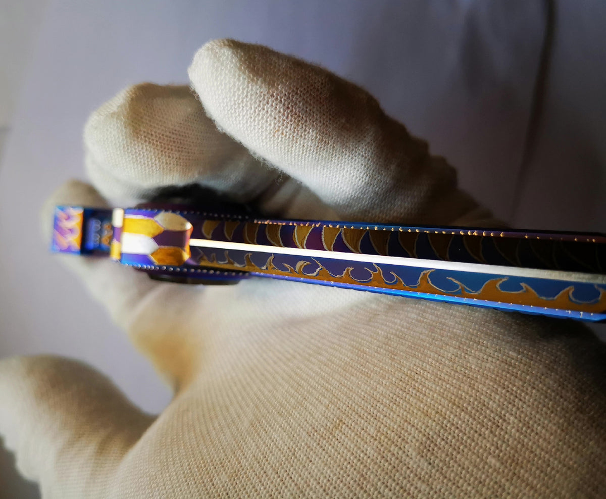 Fidget Spinner EDC in Metallo a Spada Blu, Viola e Oro