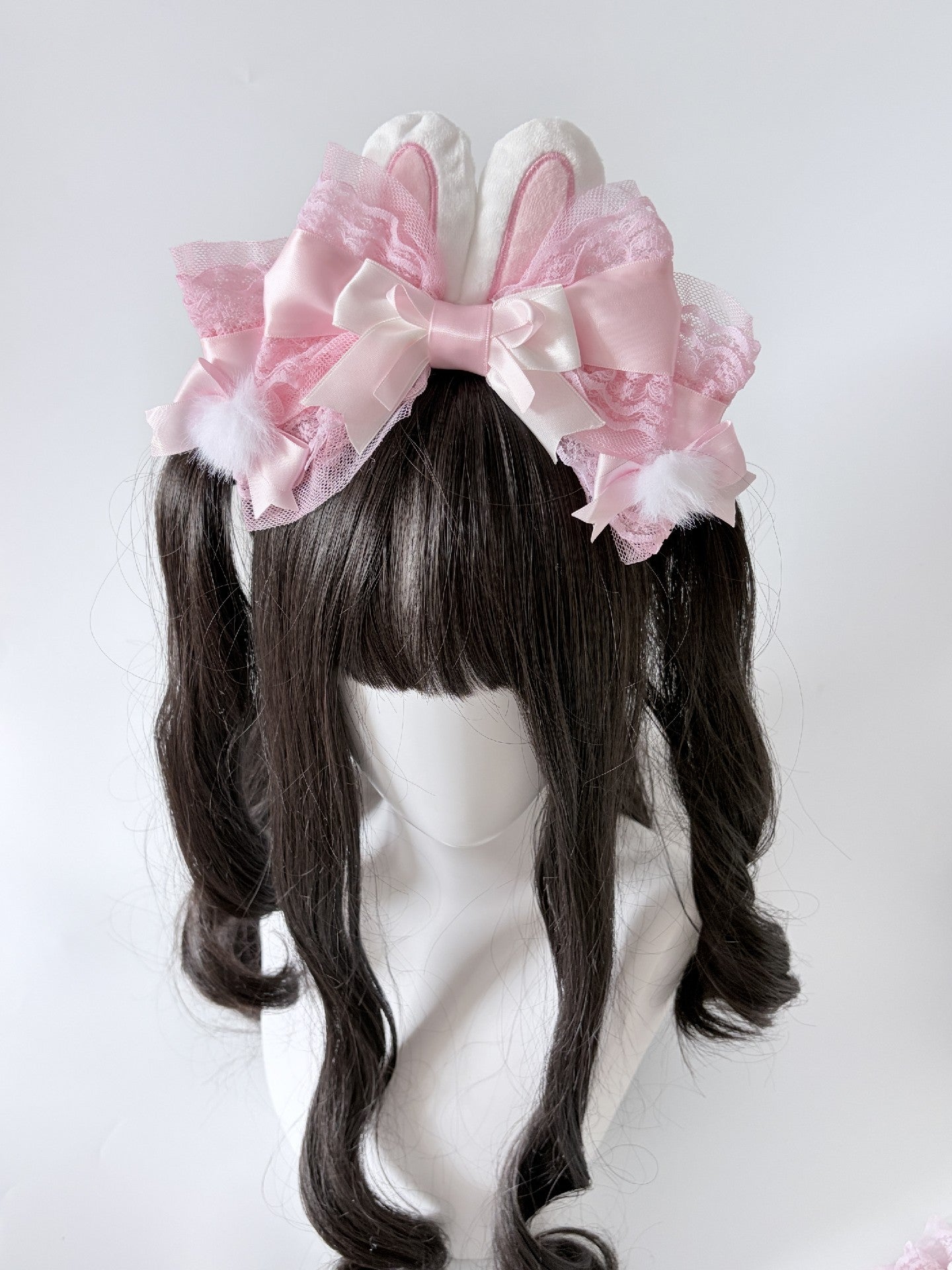 Lolita Rabbit Ear Headband with Strawberry Side Clip