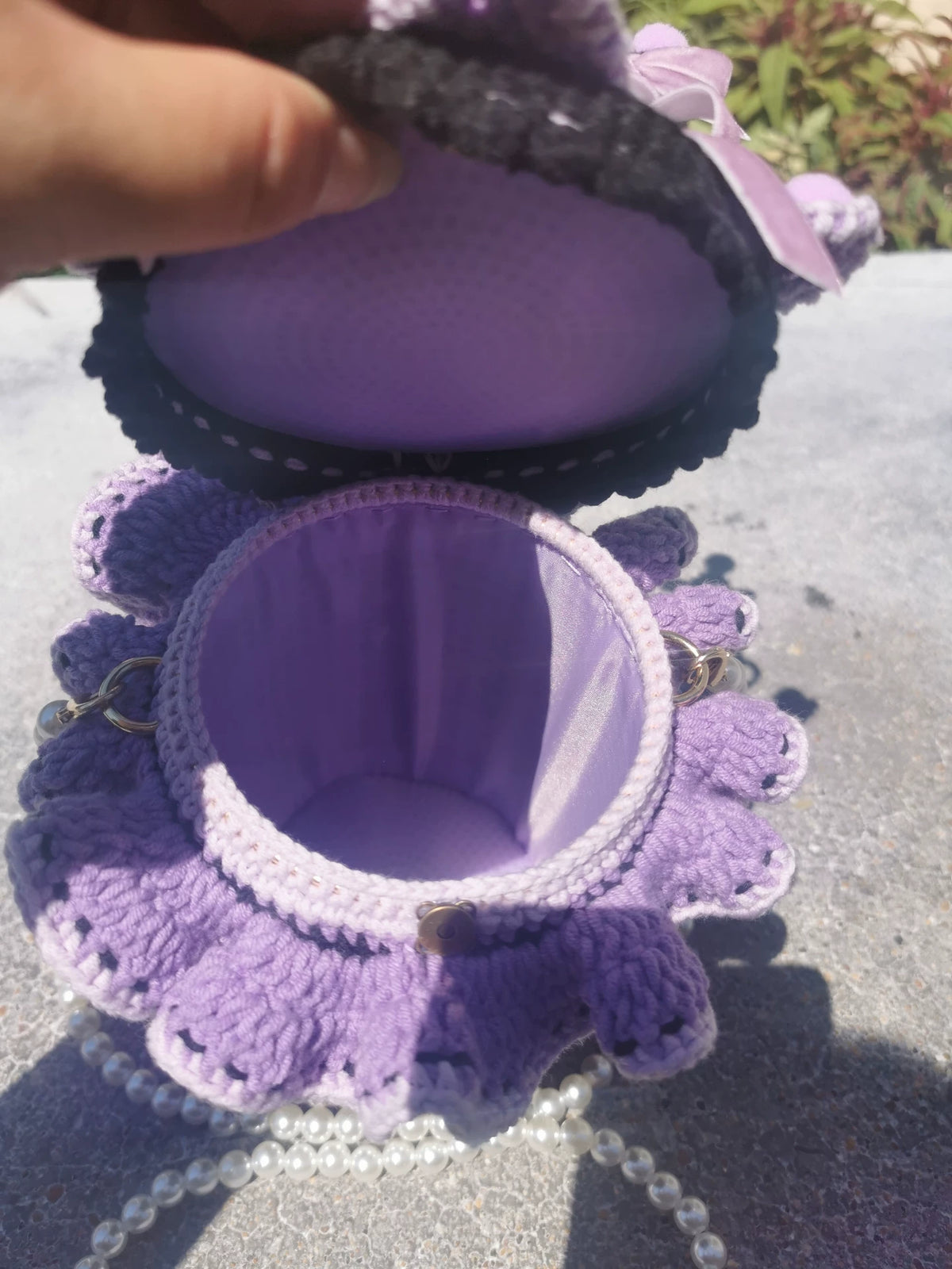 Sac en fil crocheté à la main style Kuromi – version longue