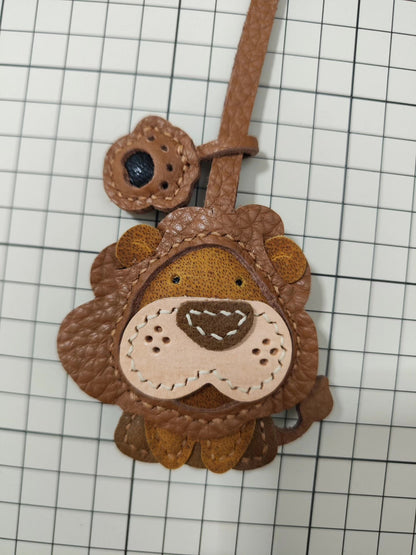 Lion-Shaped Leather Keychain with Detachable Paw Charm