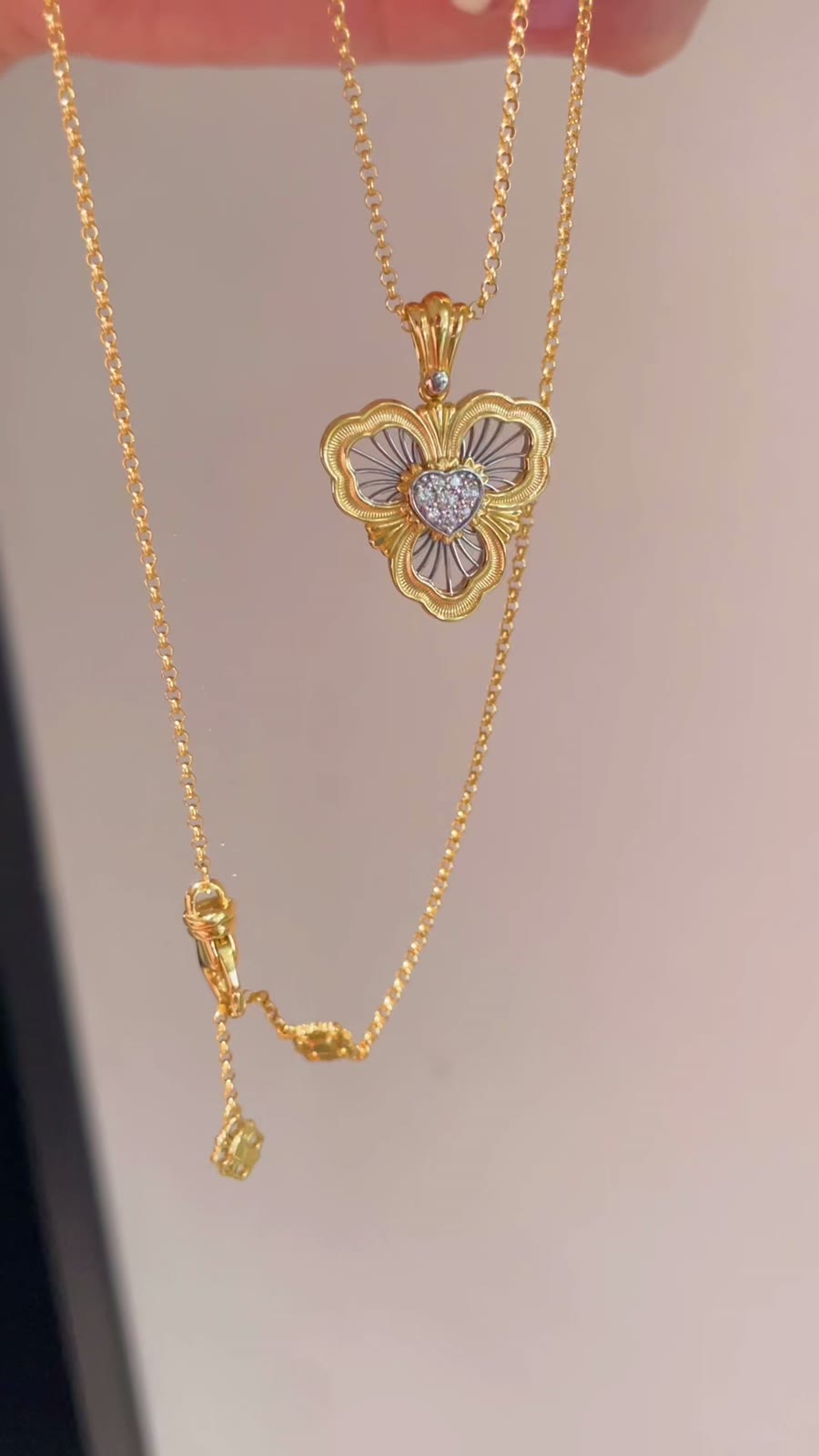 Sterling Silver Clover Necklace Openwork Design