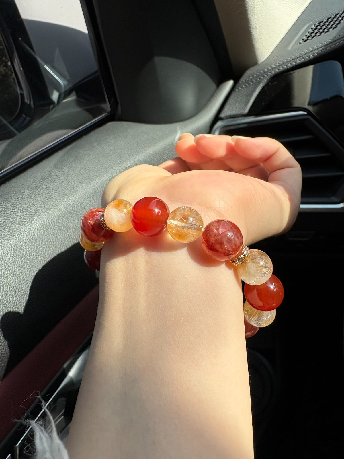 Yellow Tower Crystal Red Agate Bracelet