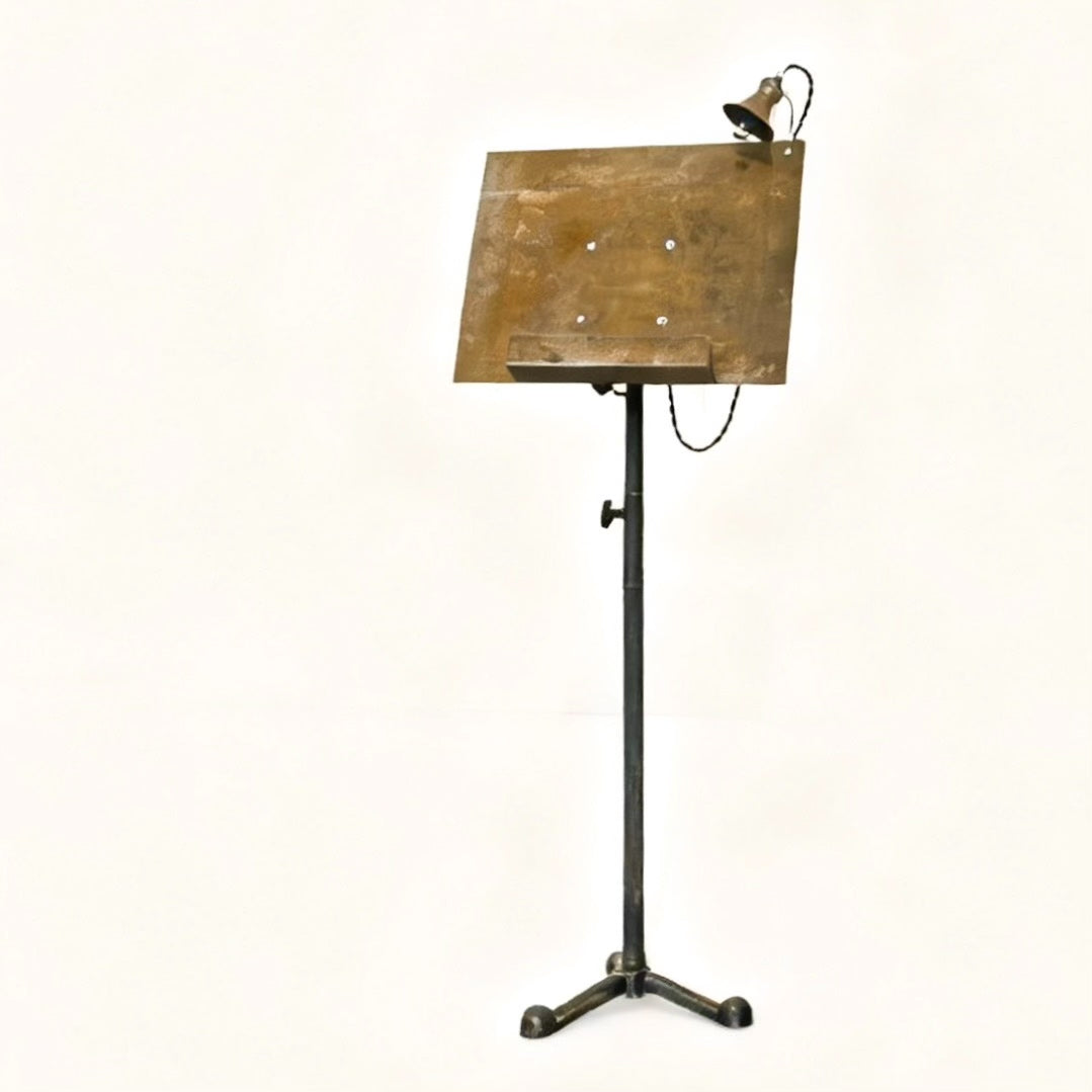 Vintage Iron Music Stand with Lamp