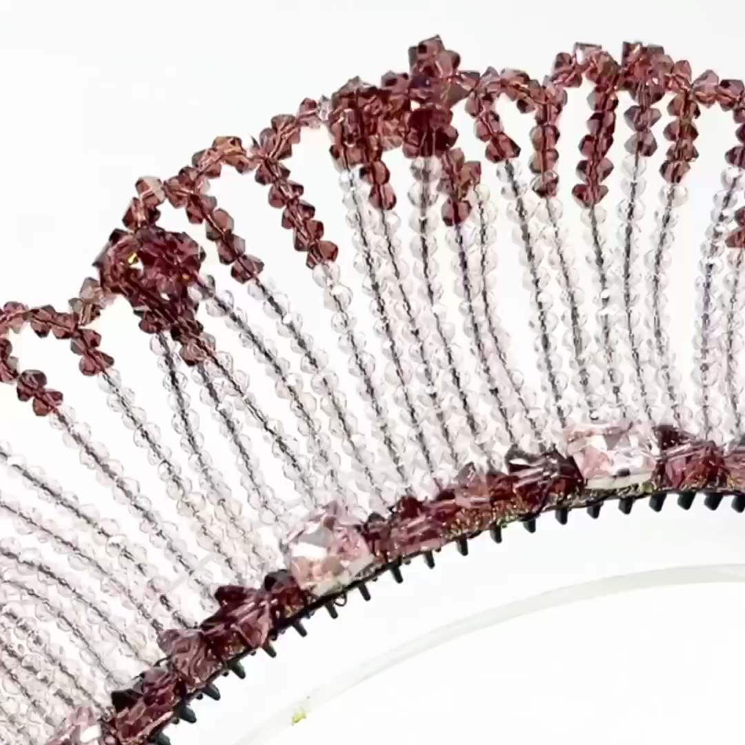 Crystal Beaded Fan Shape Headband Hair Accessory