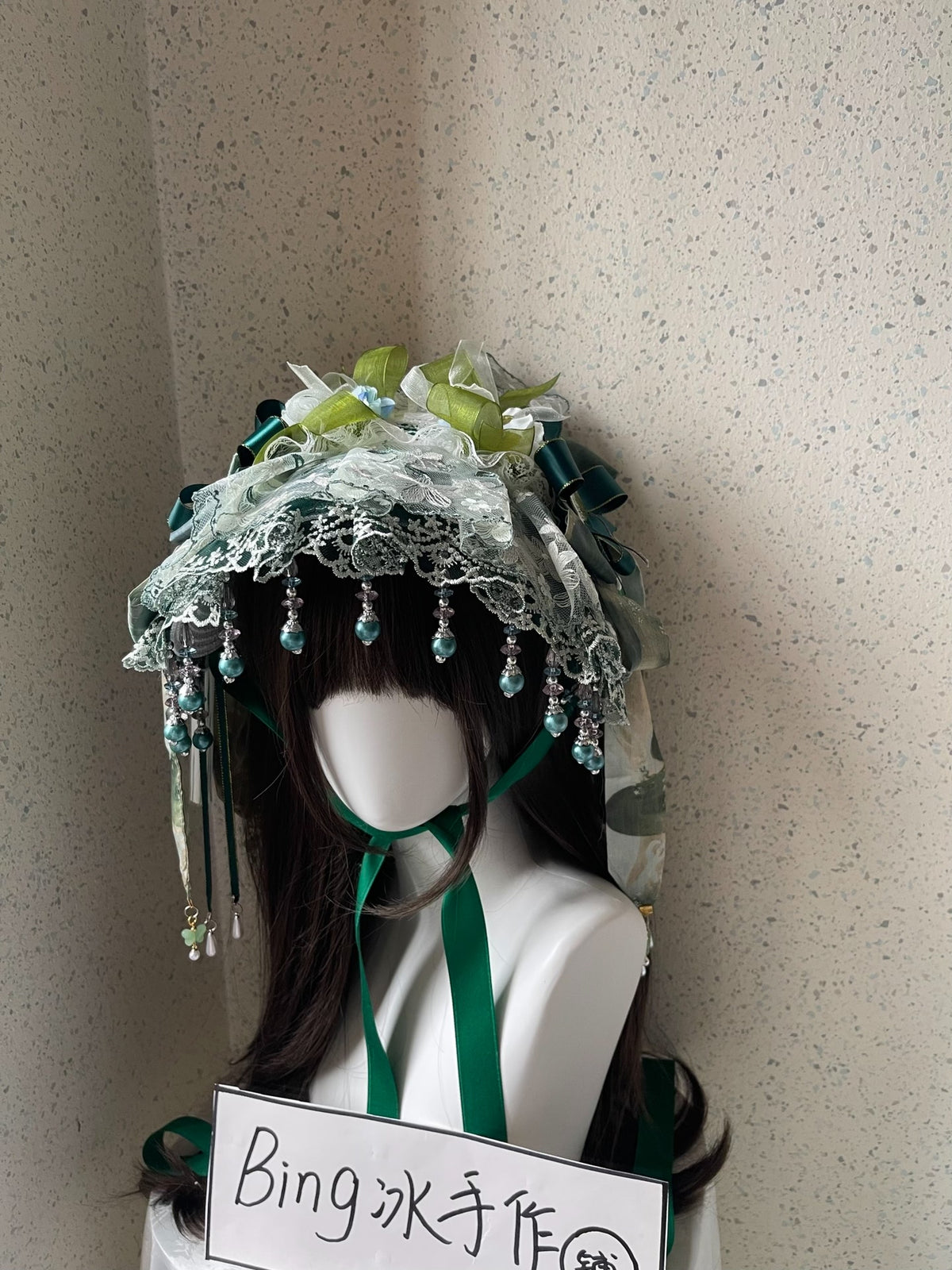 Lolita Flat Hat with Lace and Ribbon Bows