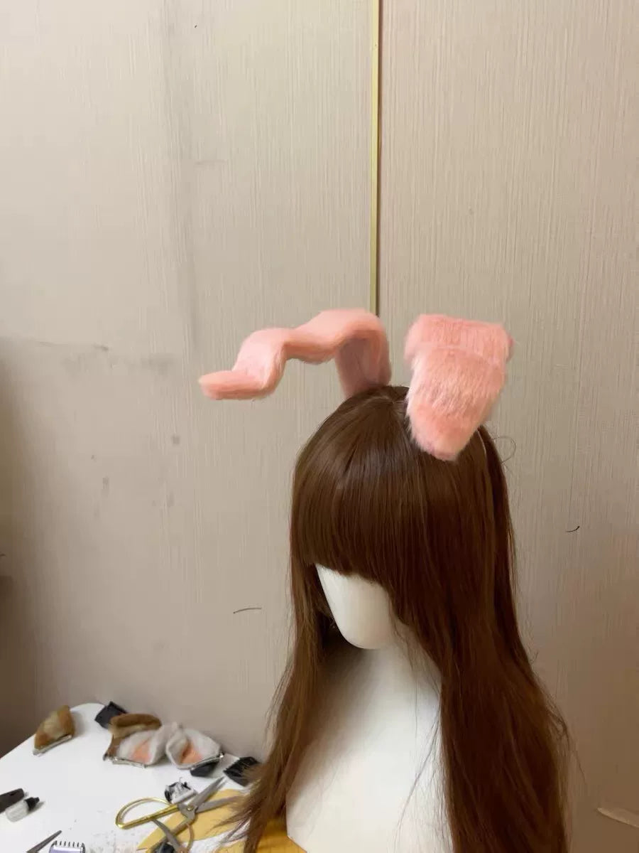 ピンク プラッシュ うさぎ耳 コスプレカチューバンド