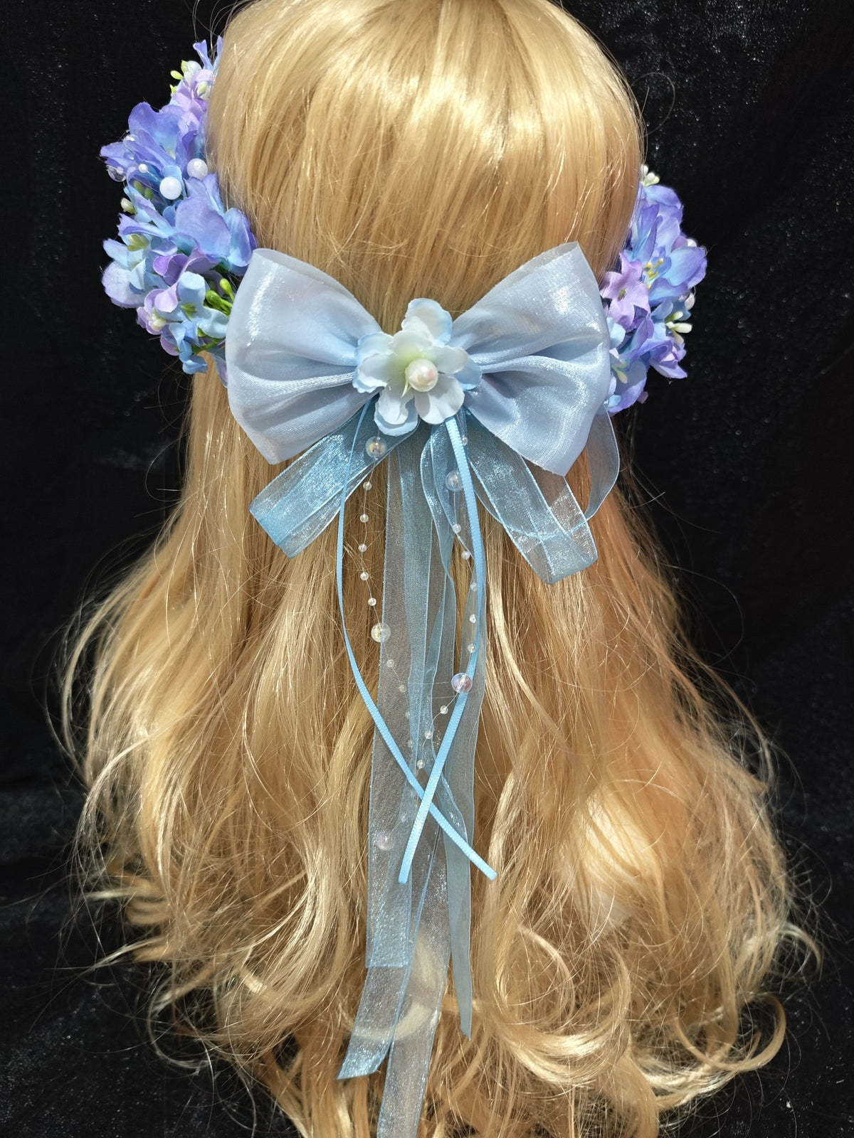 Blue Purple Hydrangea Floral Headpiece Wreath