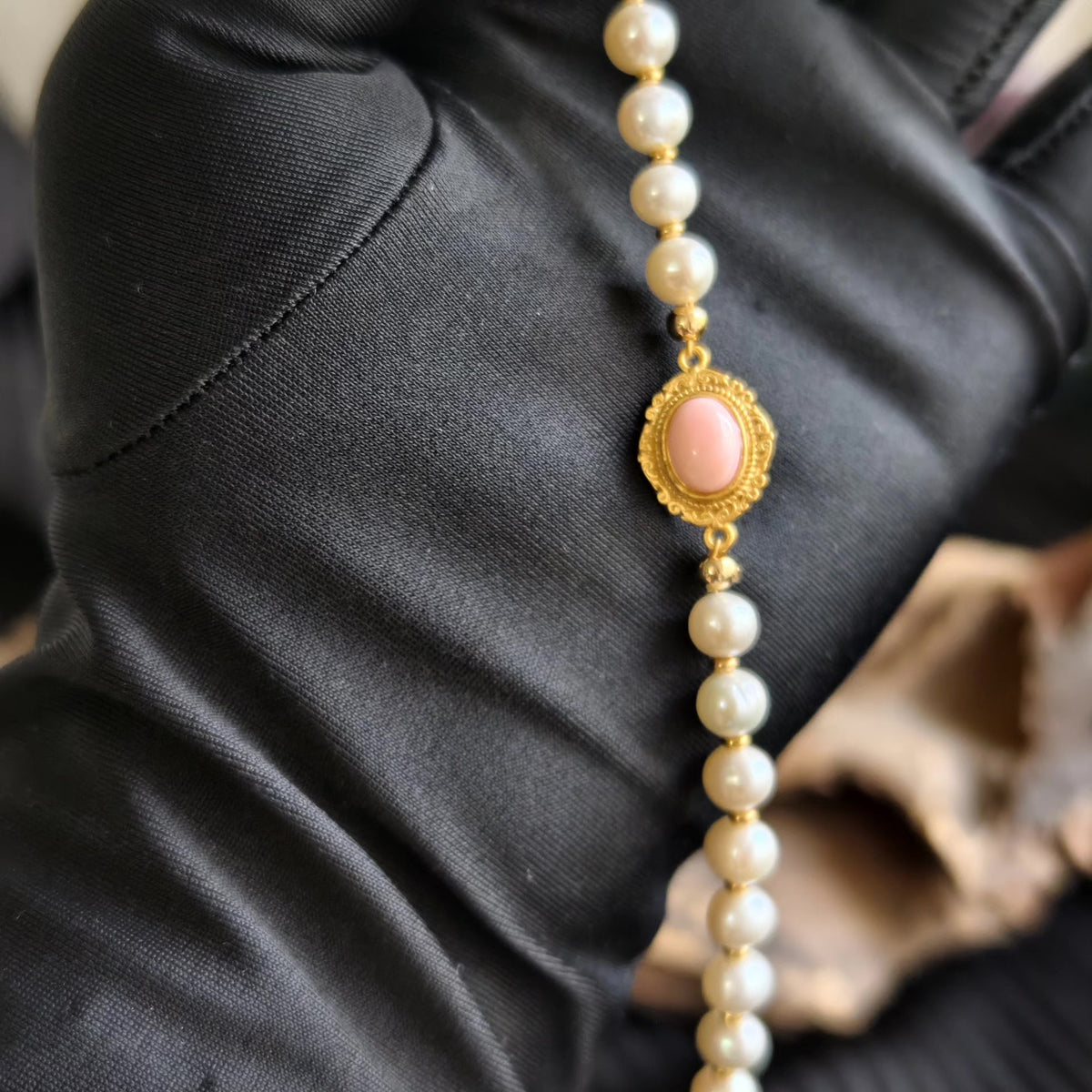 Queen Conch Perlenkette mit Silberlegern