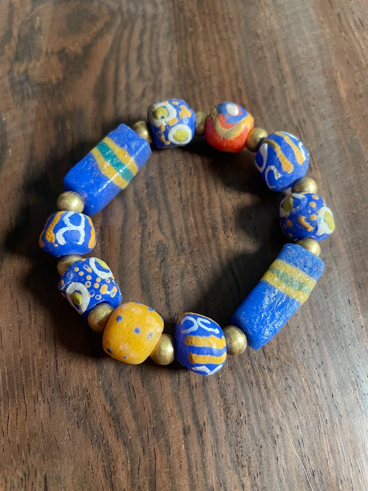 Hand Painted African Trade Bead Bracelet