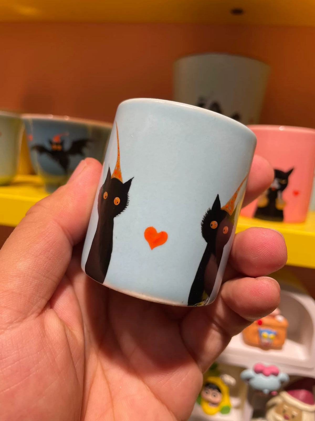 Hand Painted Black Cat Ceramic Cup