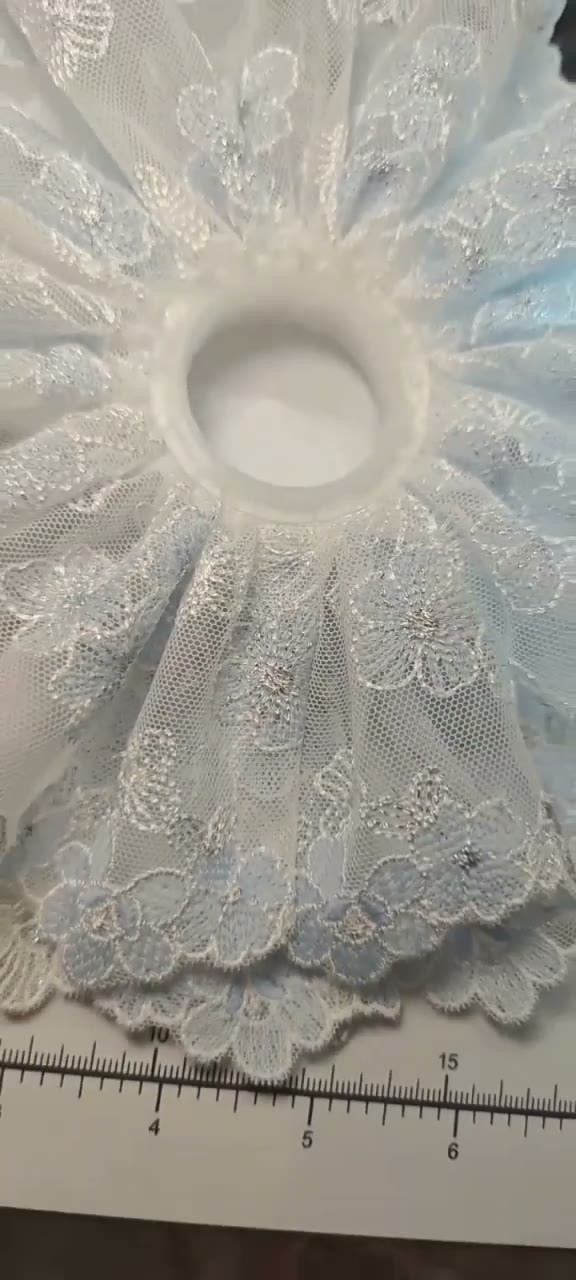 Pale Blue Floral Embroidered Lace Scrunchie