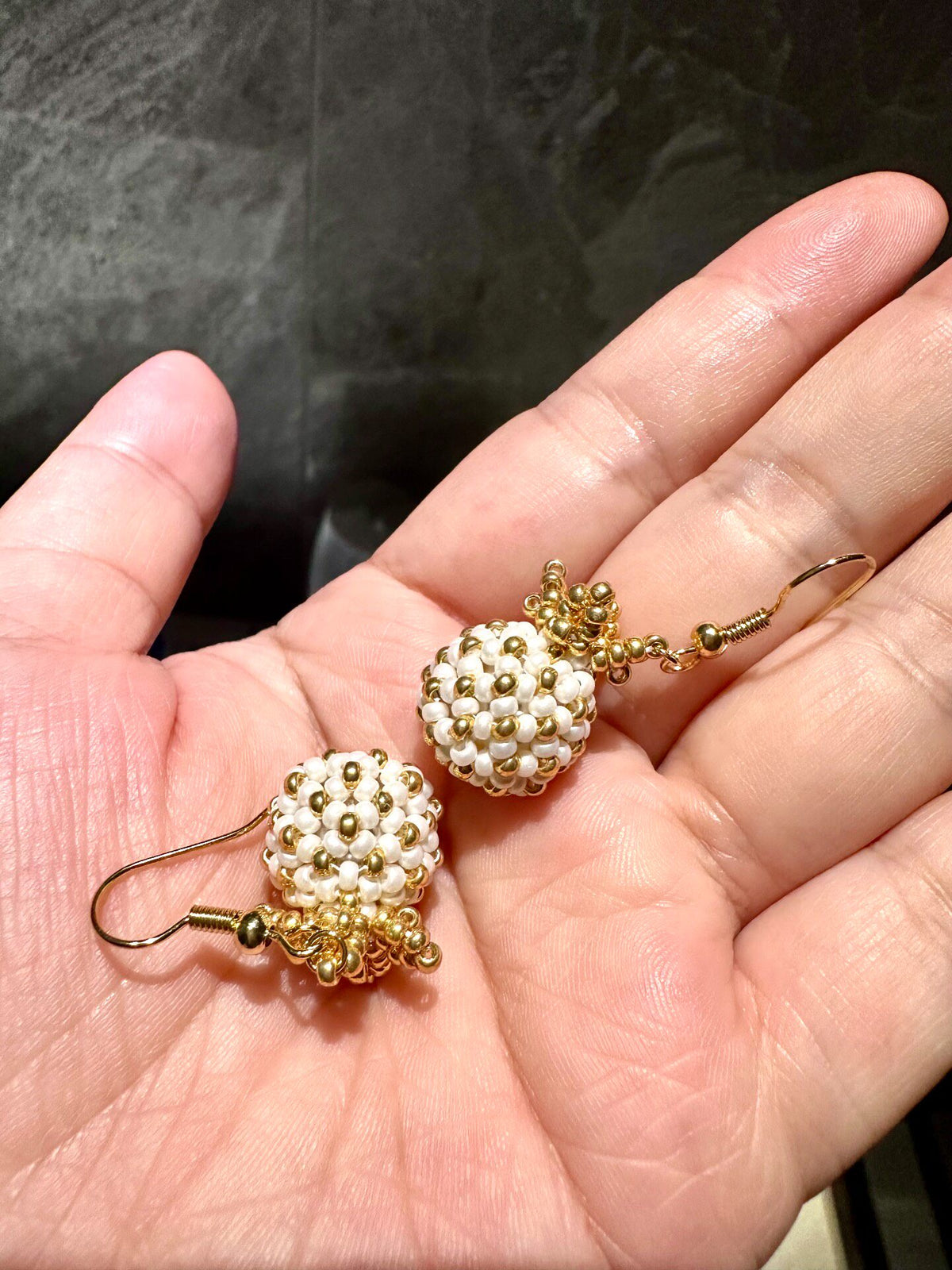 Handcrafted Spherical Pineapple Earrings Gold