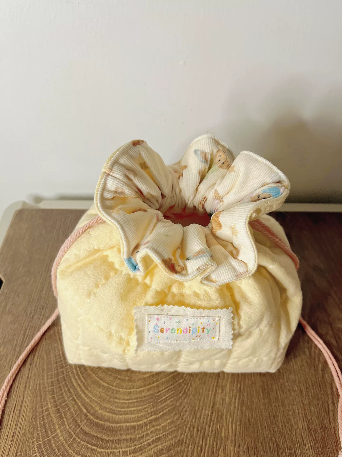 Quilted Drawstring Pouch for Camera and Cosmetics