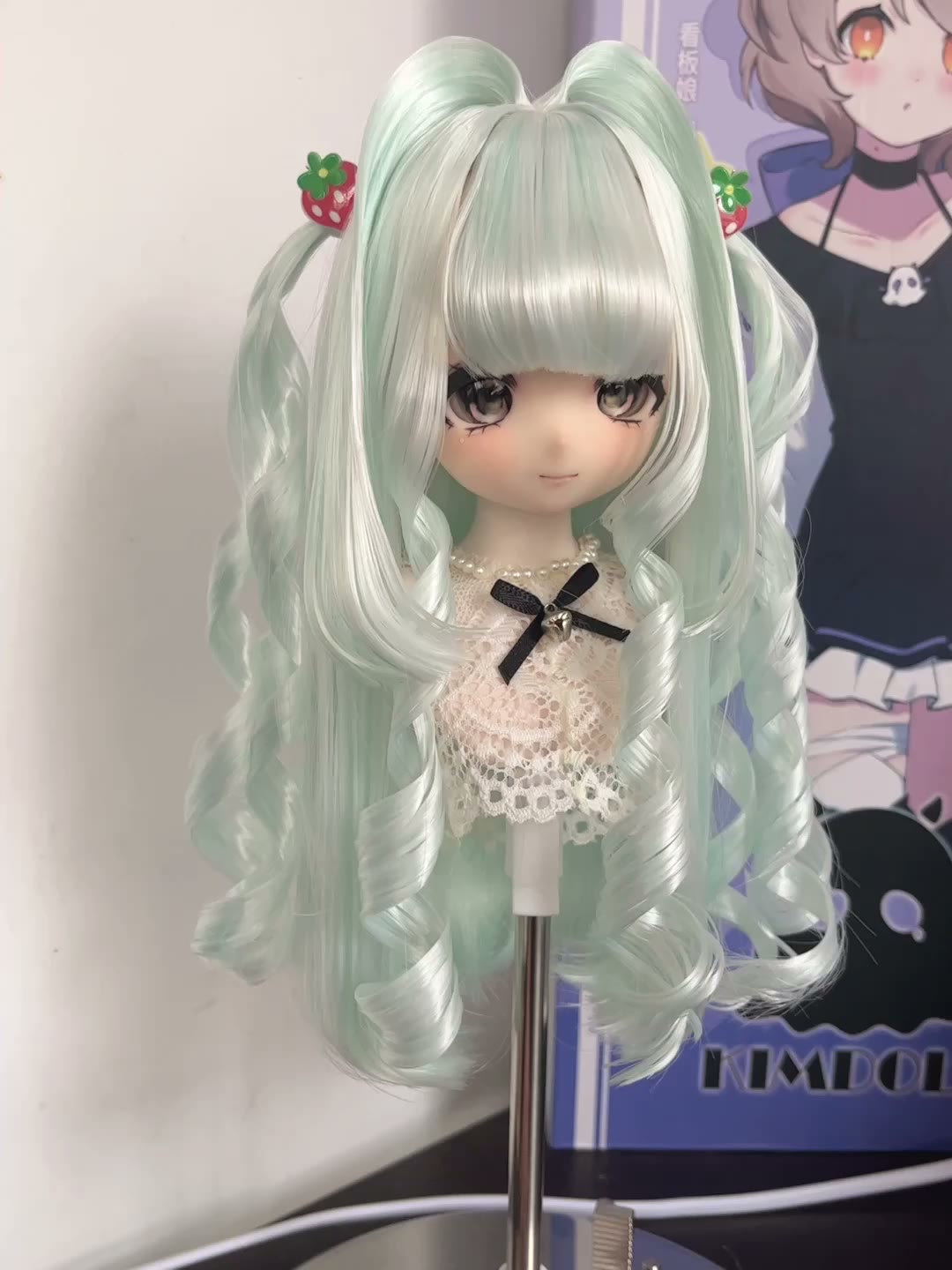 Doll Wig Pastel Mint Twin Tails