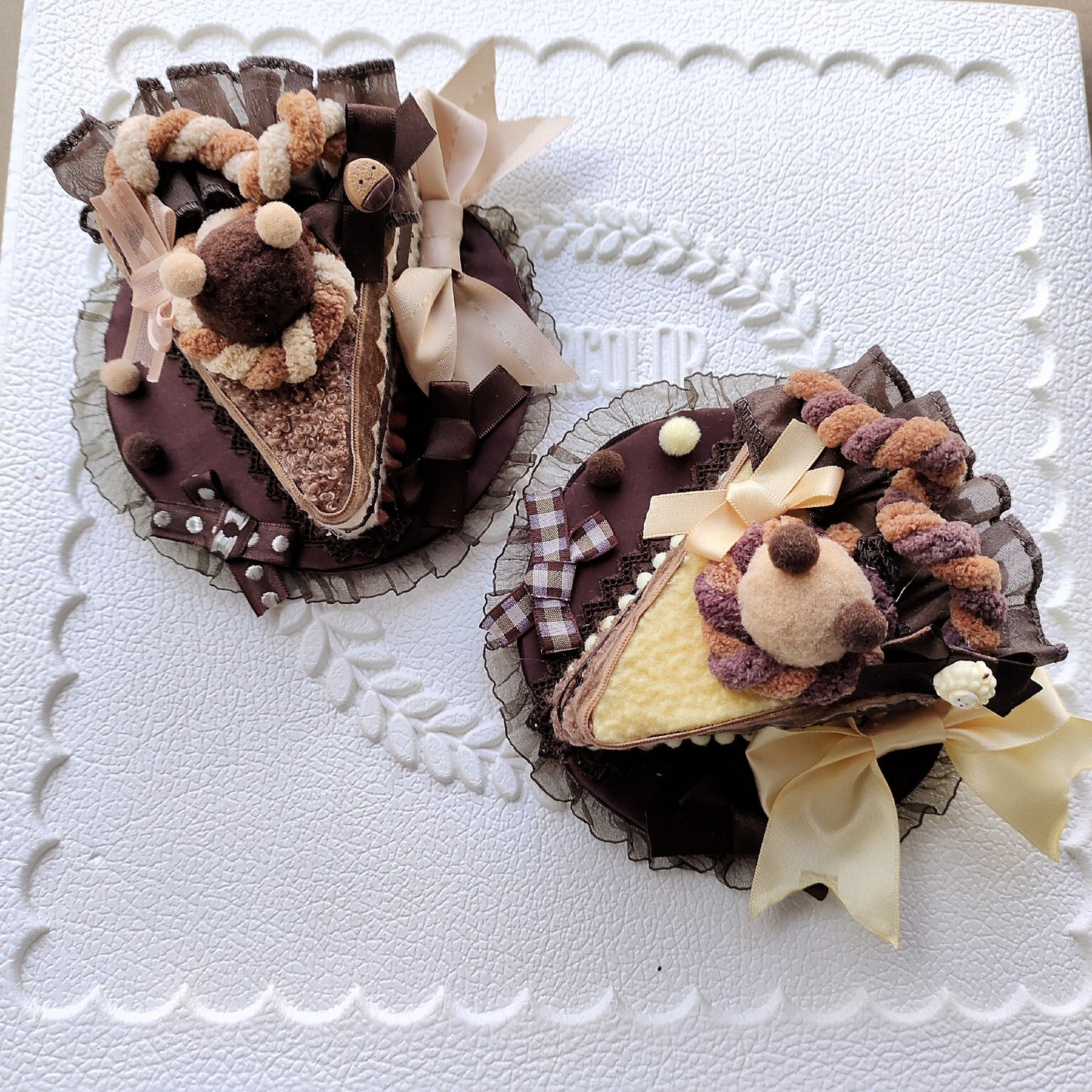 Chocolate Brown Cake Slice Mini Top Hat Lolita Hair Clip