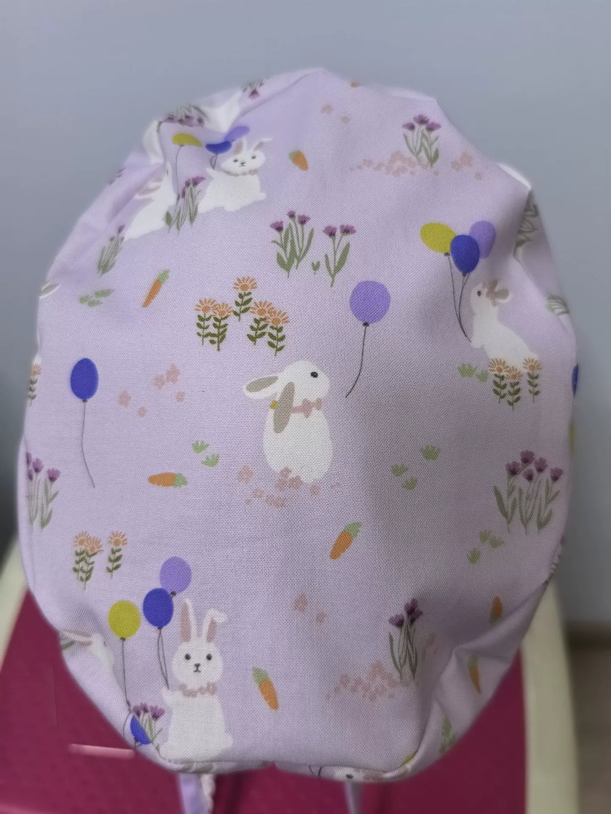 パープルラビット コットン1枚布サージカルキャップ