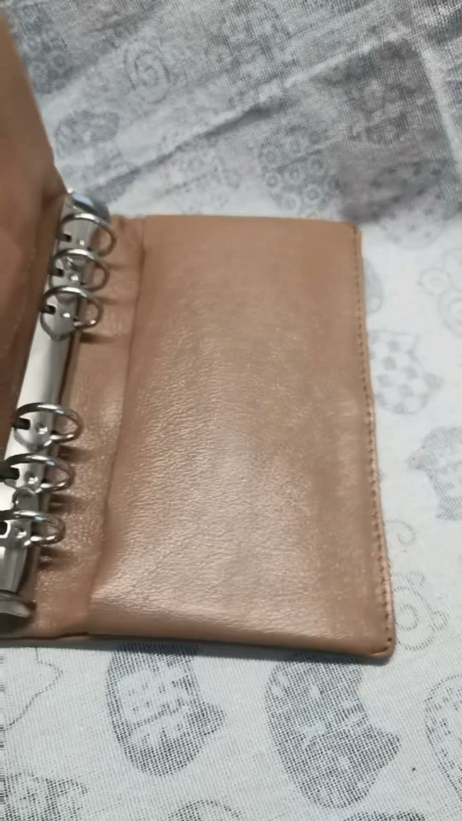 Almond Goat Leather A6 Ring Binder Planner