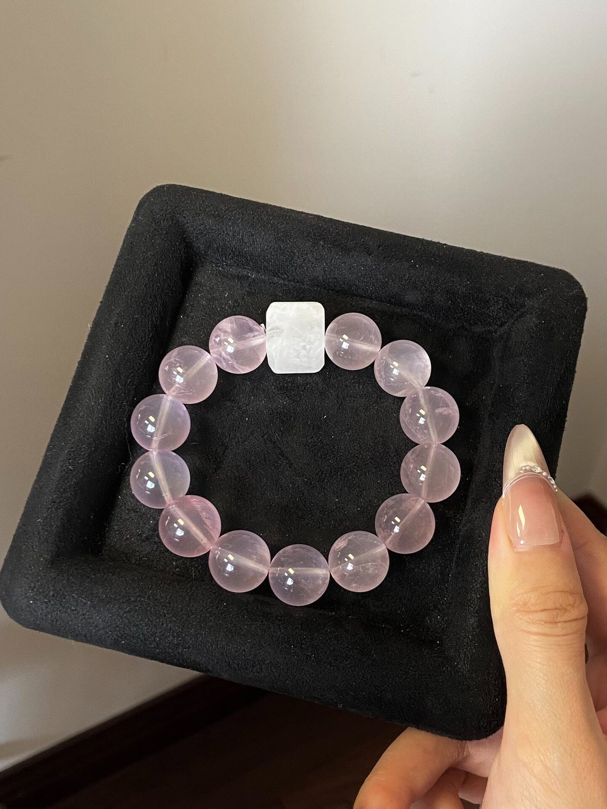 Rose Quartz Phantom Crystal Beaded Bracelet