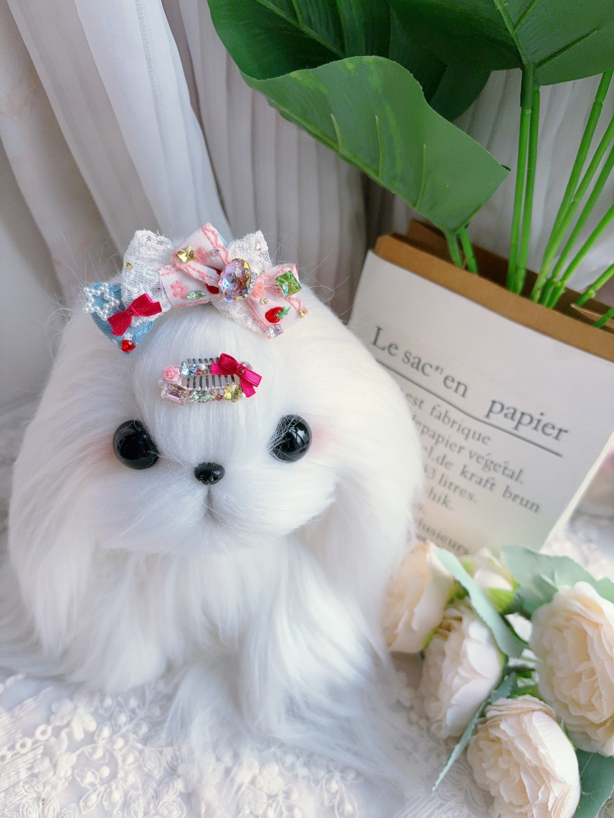 Handcrafted Pet Hair Accessories Denim Set