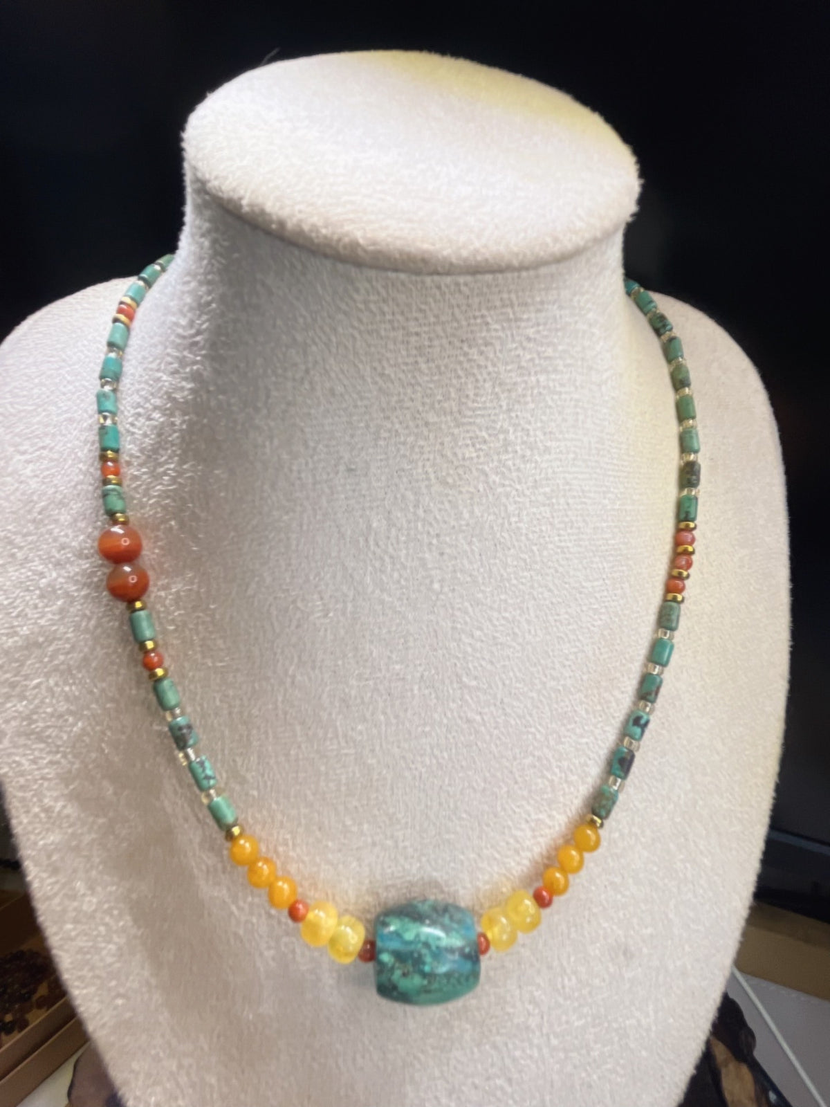 Natural Hubei Turquoise Beaded Necklace