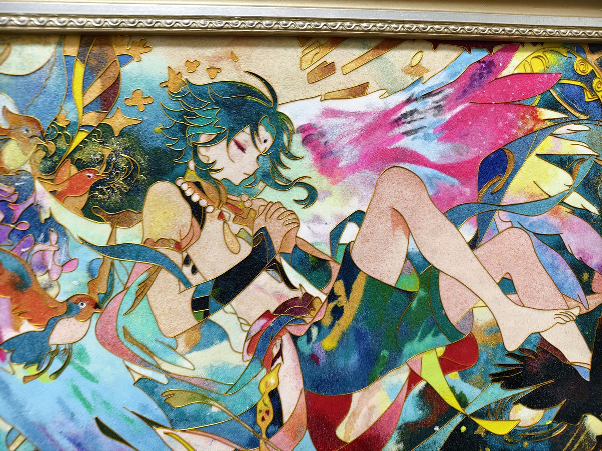 Filigree Sand Art Framed Anime Flute Player
