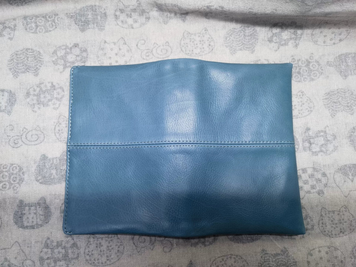 Funda para agenda A6 en piel de cordero azul