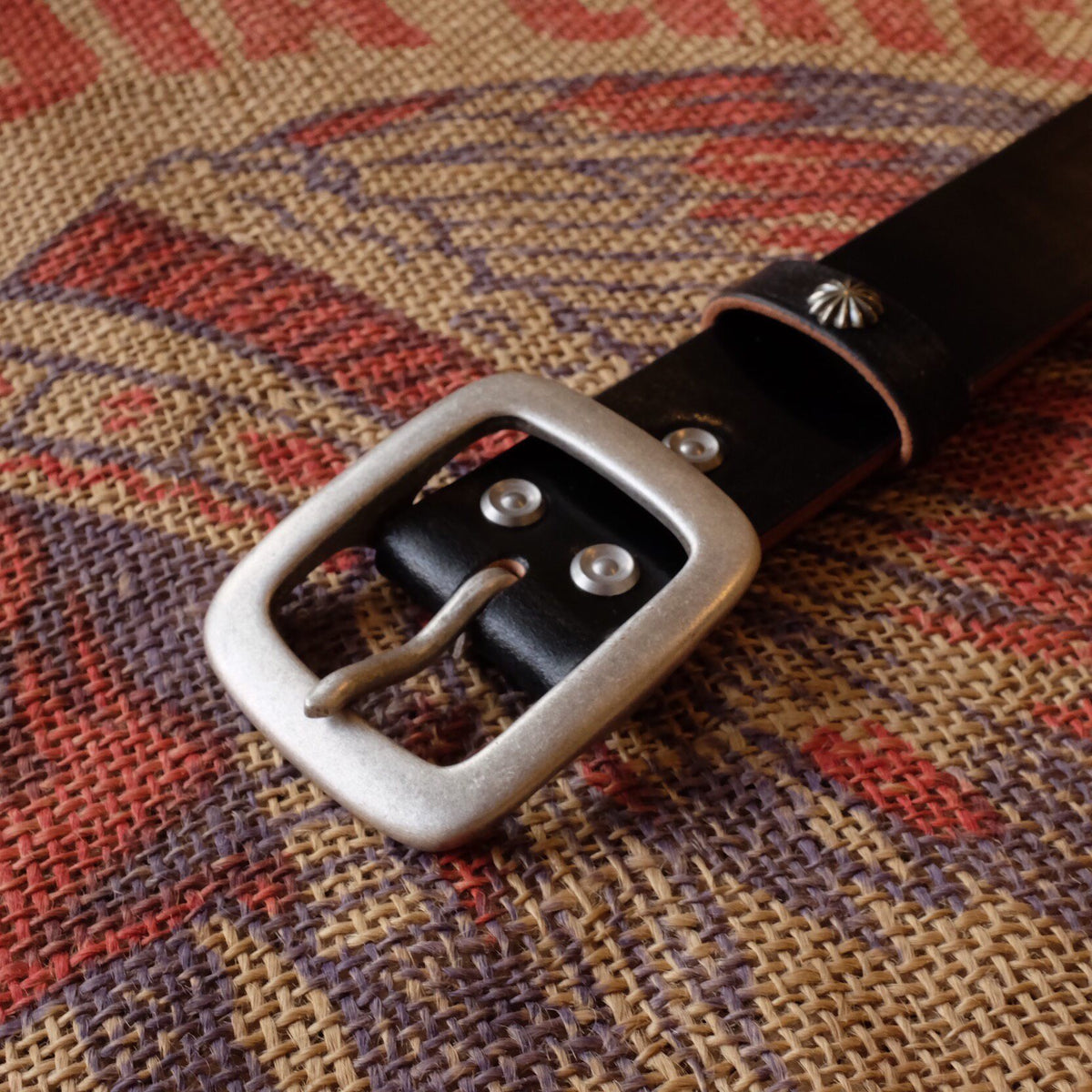 Heavy Duty Leather Belt with Silver Buckle