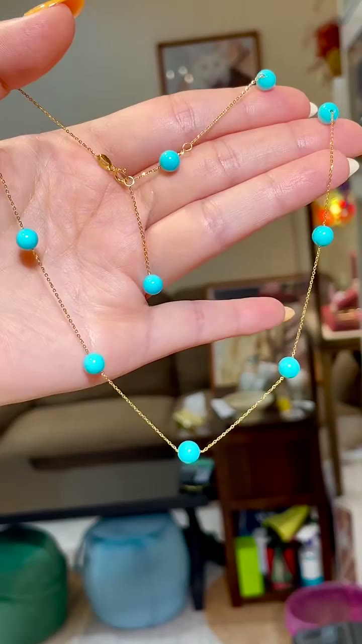 18k Gold Sleeping Beauty Turquoise Necklace