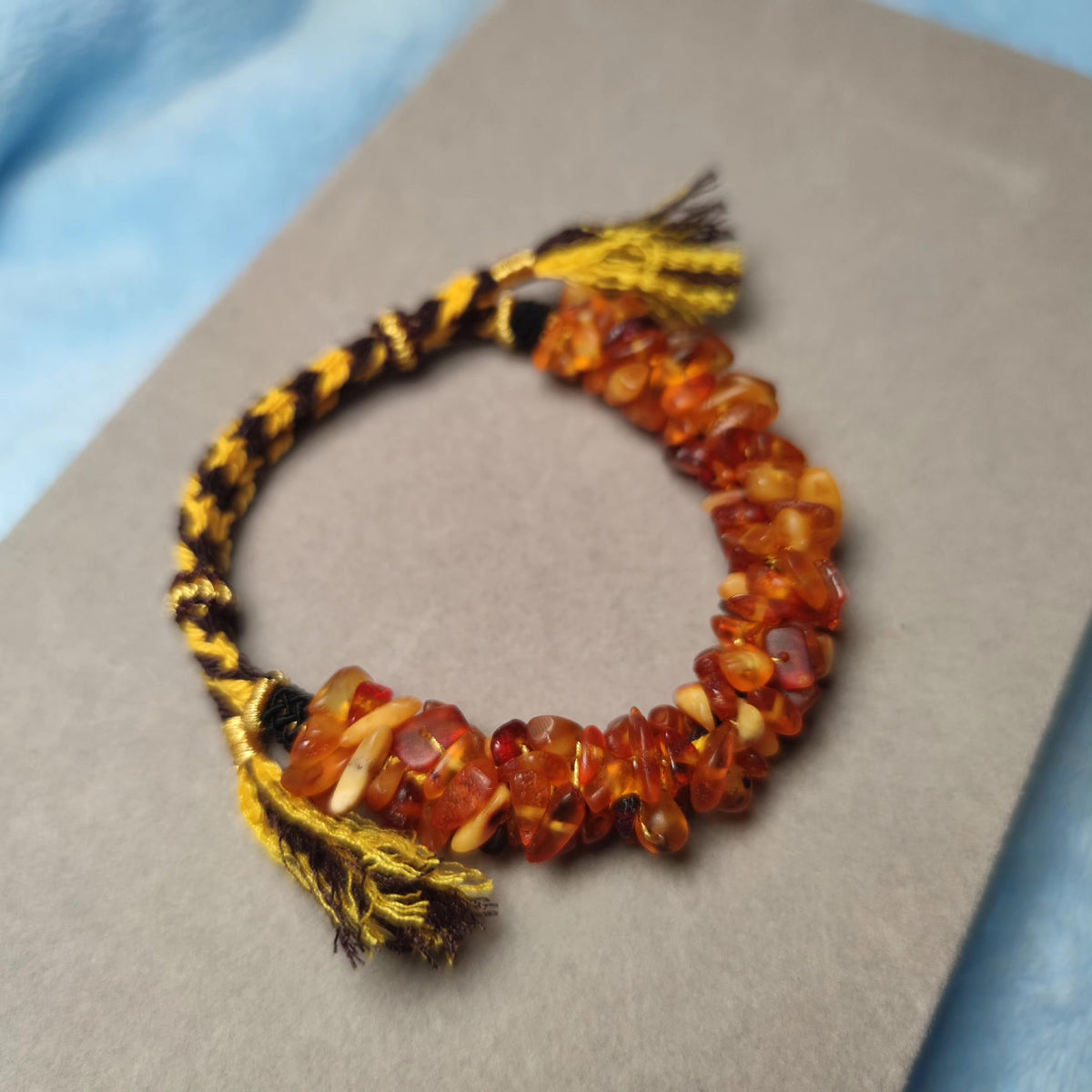 Amber Beeswax Braided Soft Bracelet