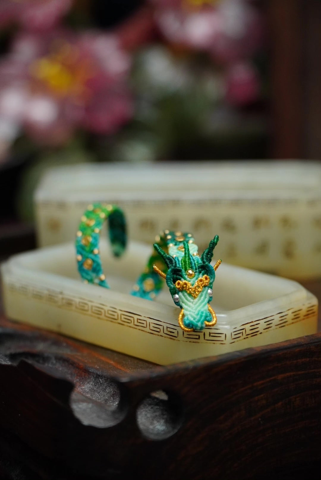Green Dragon Head Woven Cord Bracelet