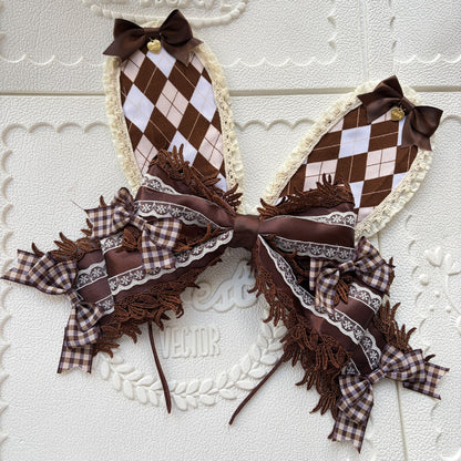 Chocolate Brown Rabbit Ear Bow Lolita Headband