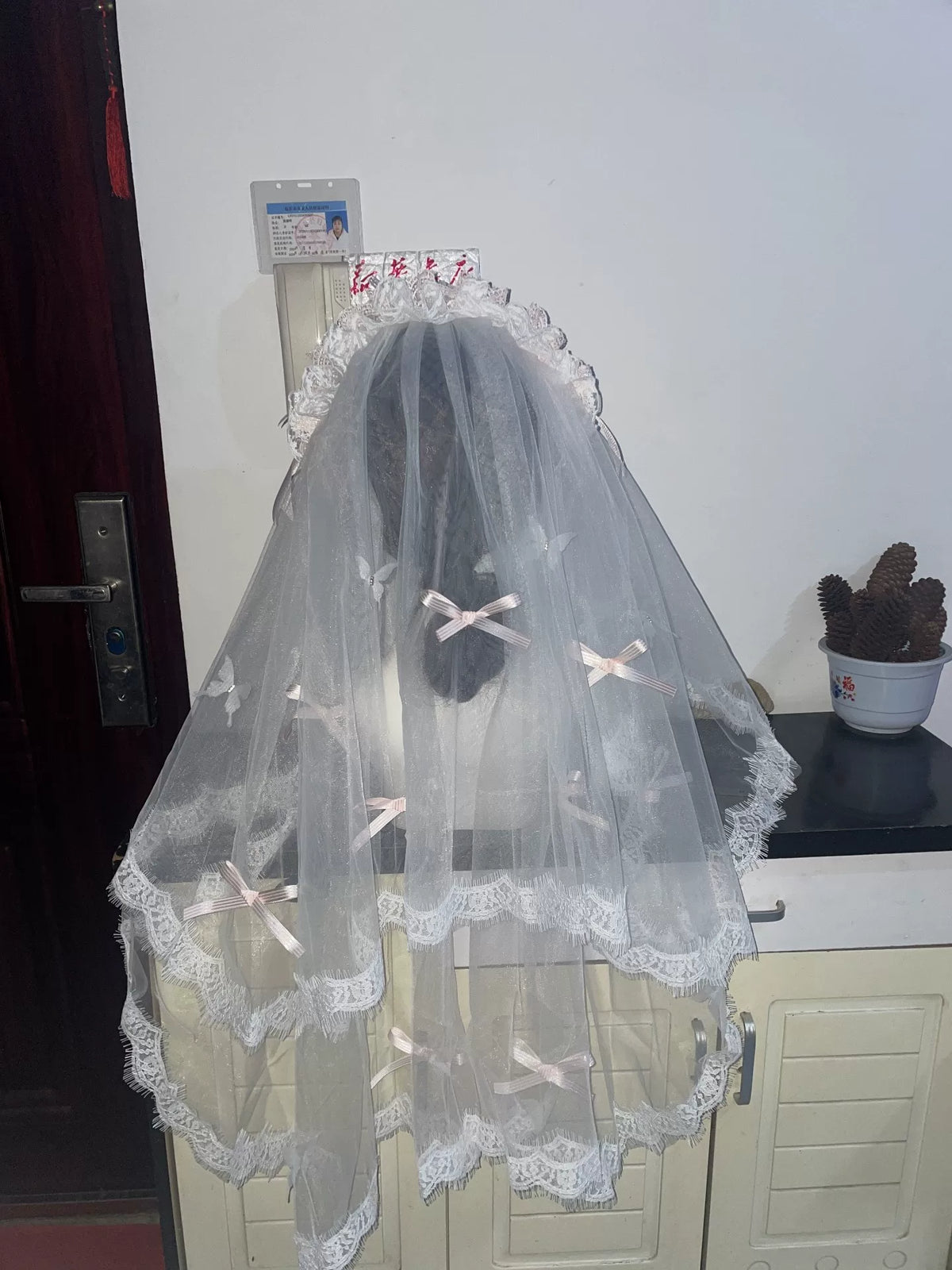 Lolita Spitze Braut-Kopfband und Schleier Set