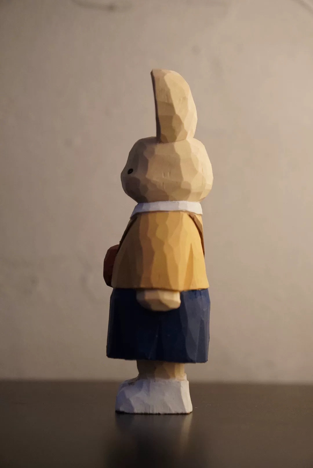 Hand Carved Wooden Rabbit Sculpture 11 cm