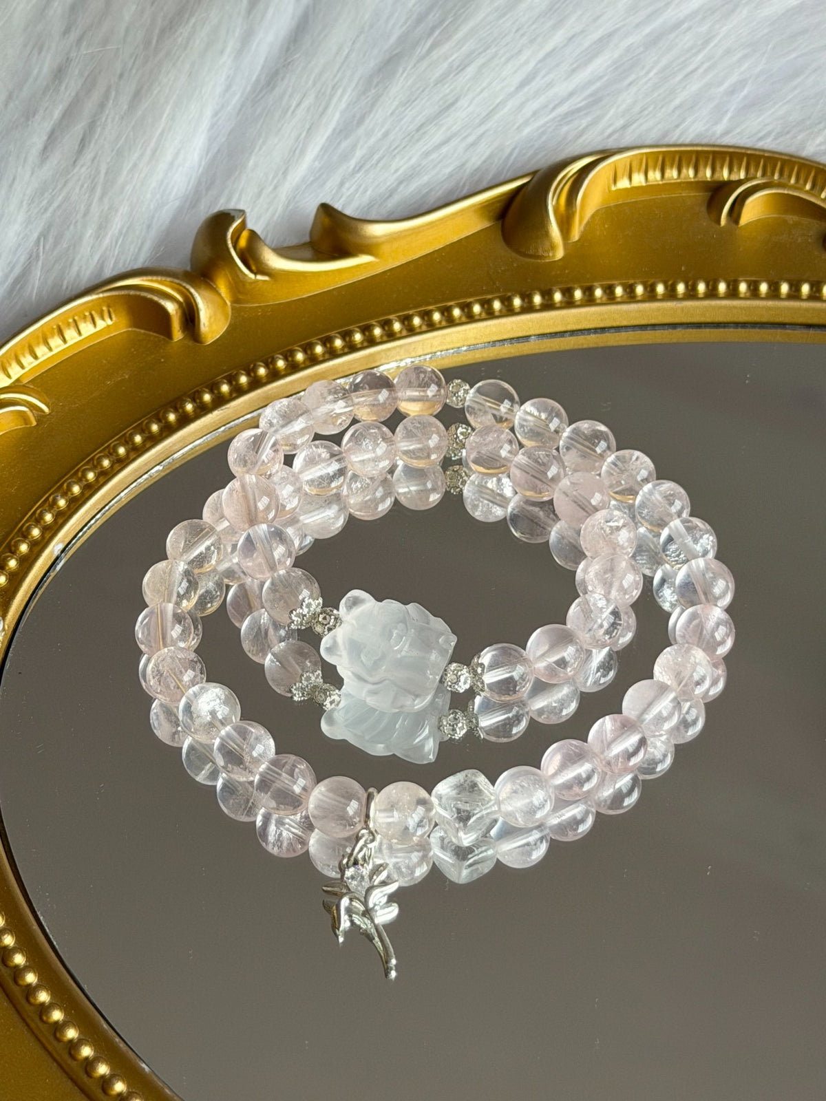 Rose Quartz Double Loop Crystal Bracelet