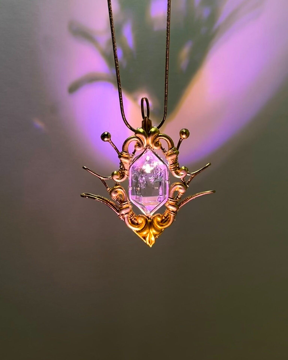 Wire-Wrapped White Quartz Pendant Necklace