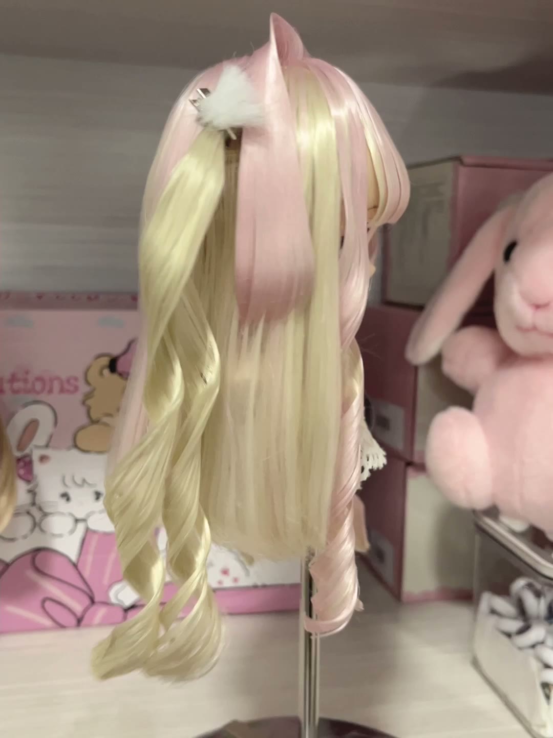 Anime Doll Wig Pink Blonde Twin Tails