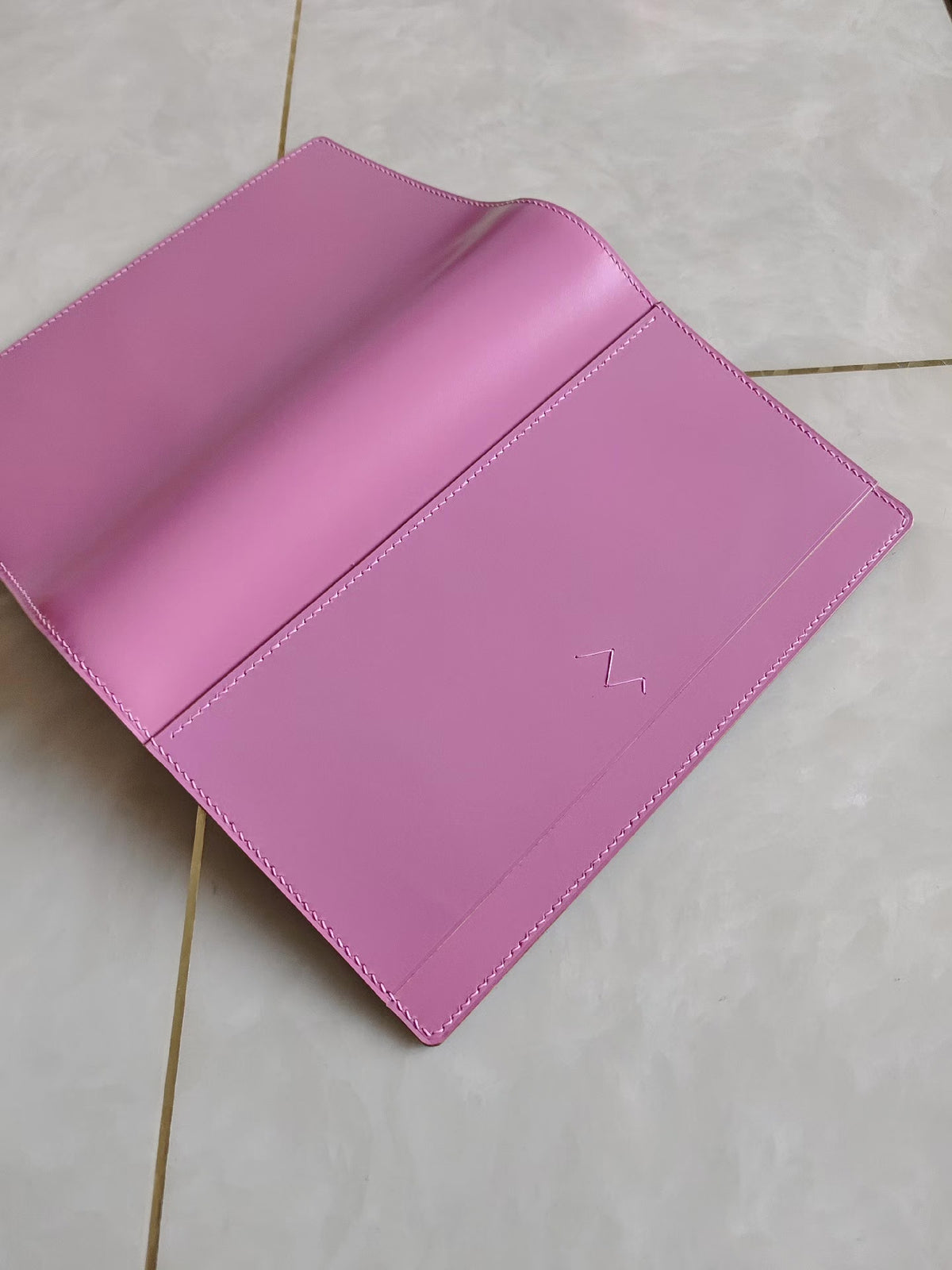 A5 Pink Leather Loose Leaf Notebook