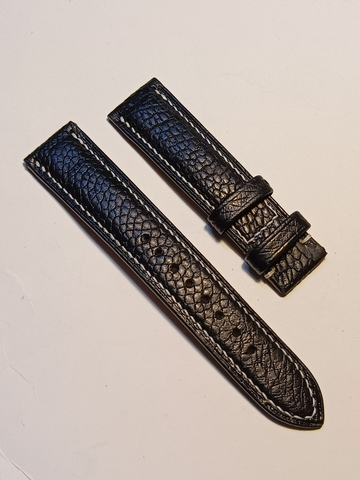 Black Ostrich Leather Watch Strap 20mm