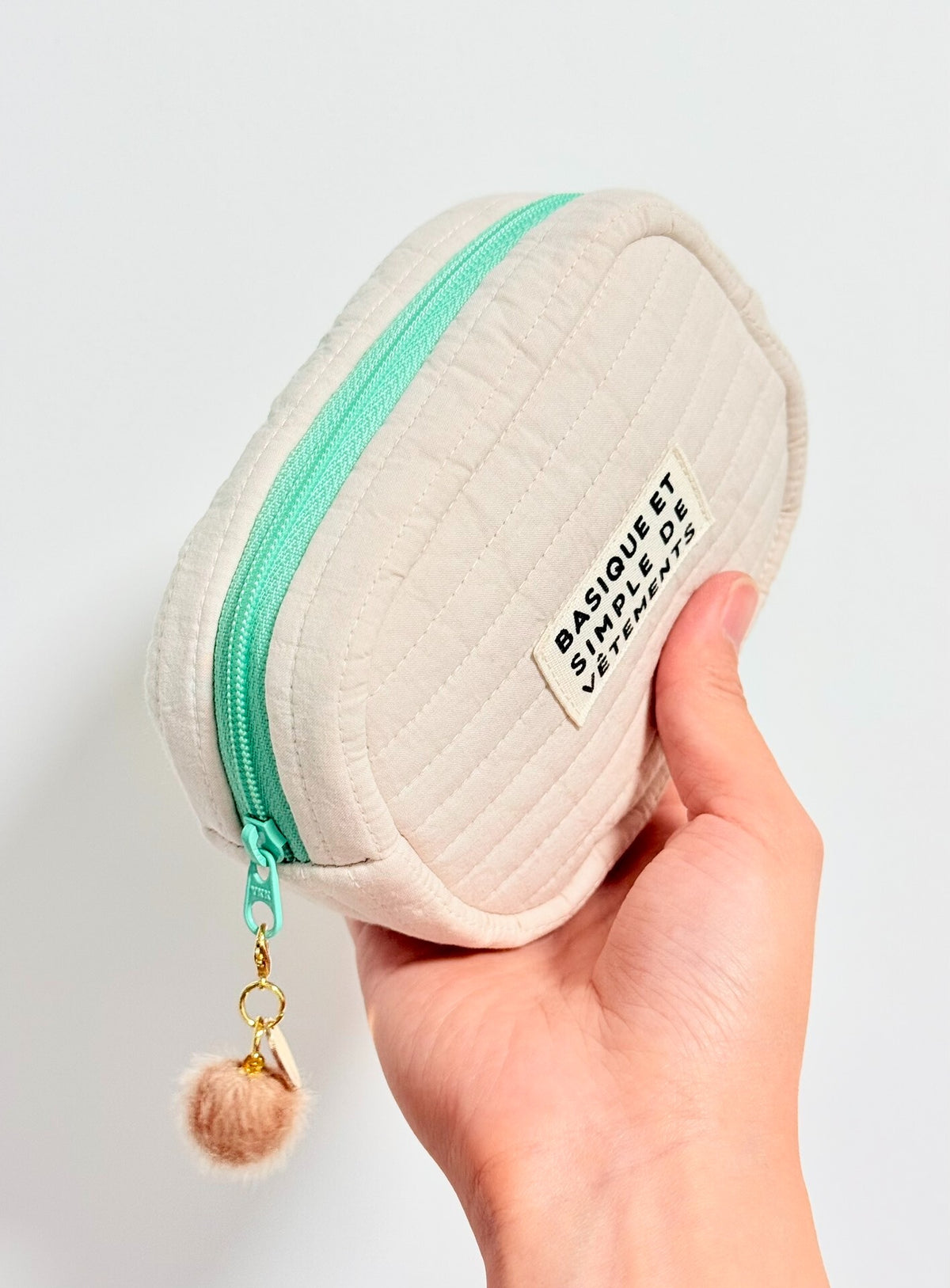 Mint Milk Coffee Quilted Storage Pouch