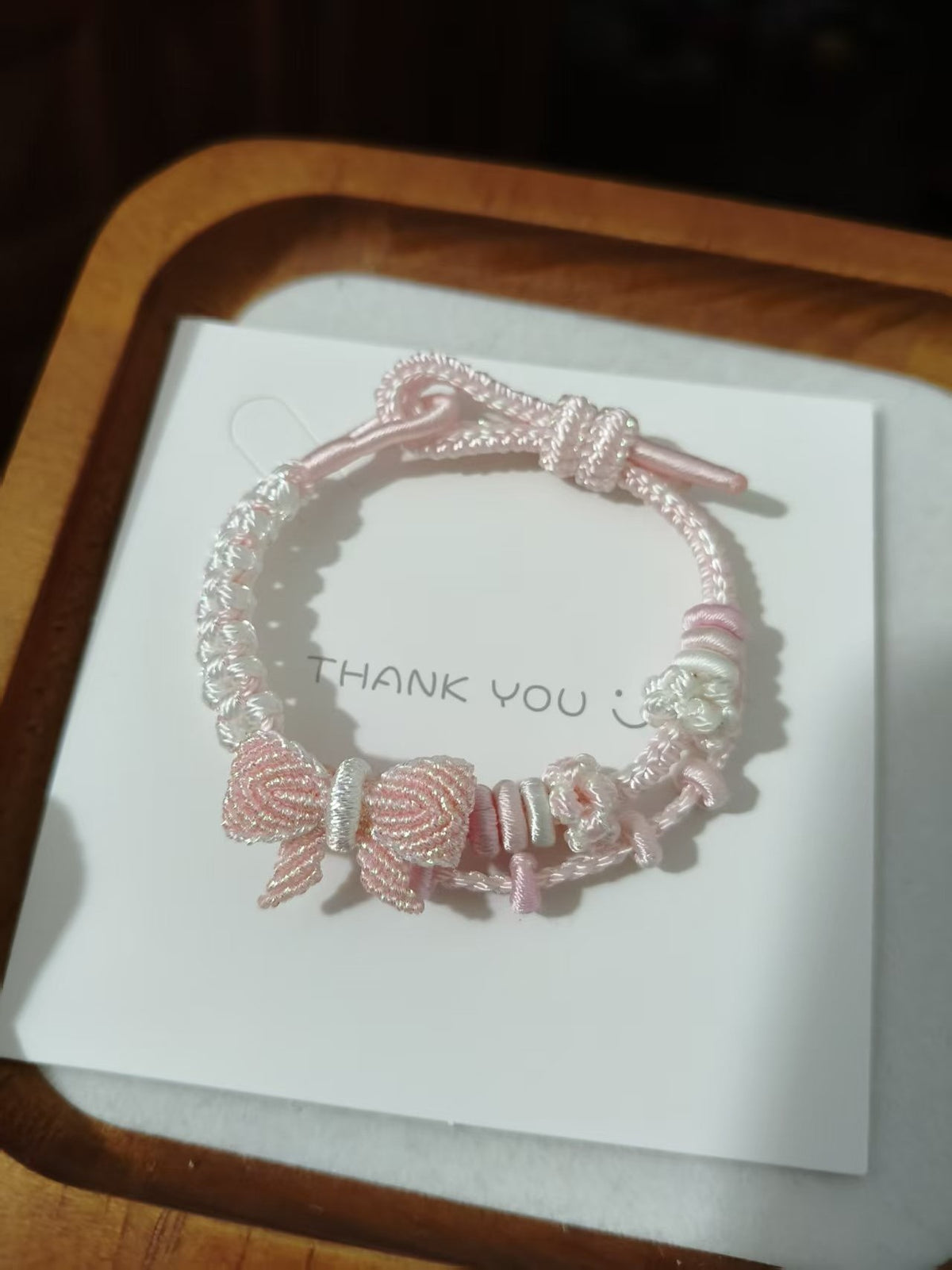 Handwoven Pink White Gradient Bracelet